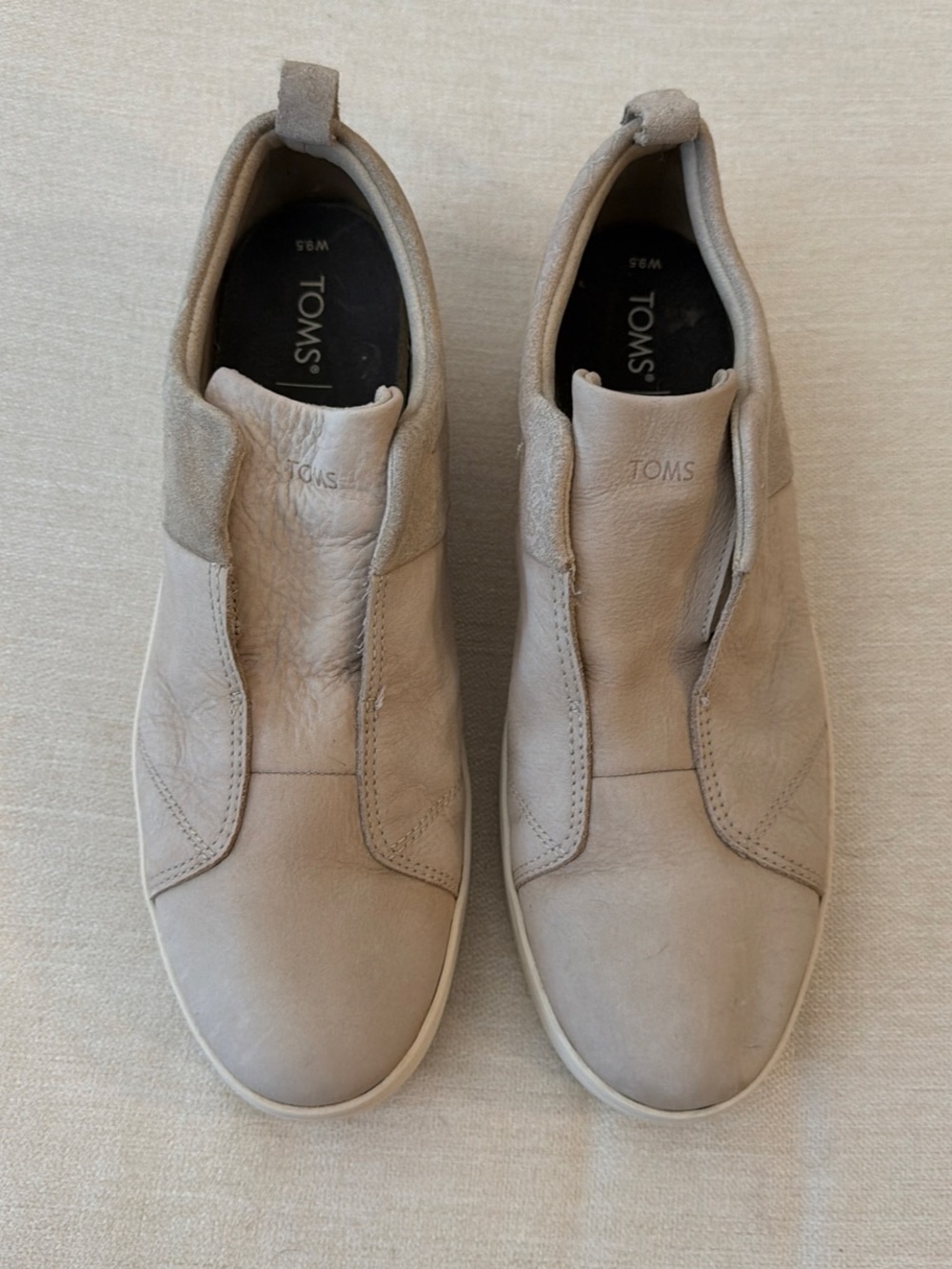 TOMS Neutral Beige Slip-On Suede & Leather Sneakers